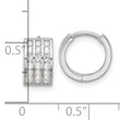 Sterling Silver Rhodium-plated 3 Row CZ Hinged Hoop Earrings