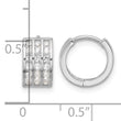 Sterling Silver Rhodium-plated 3 Row CZ Hinged Hoop Earrings - Birthstone Company