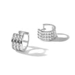 Sterling Silver Rhodium-plated 3 Row CZ Hinged Hoop Earrings - Birthstone Company