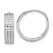 Sterling Silver Rhodium-plated 3 Row CZ Hinged Hoop Earrings