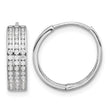 Sterling Silver Rhodium-plated 3 Row CZ Hinged Hoop Earrings - Birthstone Company