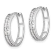 Sterling Silver Rhodium-plated 2 Row CZ Hinged Hoop Earrings