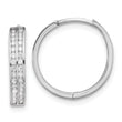 Sterling Silver Rhodium-plated 2 Row CZ Hinged Hoop Earrings