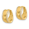 Sterling Silver Gold-tone CZ Edged 6.25mm Hinged Hoop Earrings