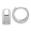 Sterling Silver Rhodium-plated CZ Edged 6.25mm Hinged Hoop Earrings