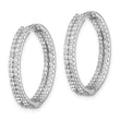 Sterling Silver Rhodium-plated Double Row CZ In and Out Hoop Earrings