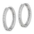 Sterling Silver Rhodium-plated Double Row CZ In and Out Hoop Earrings - Birthstone Company