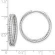 Sterling Silver Rhodium-plated Double Row CZ In and Out Hoop Earrings