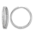 Sterling Silver Rhodium-plated Double Row CZ In and Out Hoop Earrings - Birthstone Company