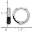 Sterling Silver Flash Platinum-plated CZ Black Enamel Hoop Earrings - Birthstone Company