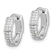 Sterling Silver Rhodium-plated 4mm CZ Hinged Huggie Hoop Earrings