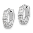 Sterling Silver Rhodium-plated 4mm CZ Hinged Huggie Hoop Earrings - Birthstone Company