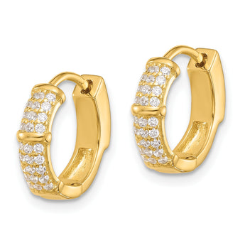 Sterling Silver Gold-tone 4mm CZ Hinged Huggie Hoop Earrings - Birthstone Company