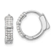 Sterling Silver Rhodium-plated 4mm CZ Hinged Huggie Hoop Earrings