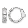 Sterling Silver Rhodium-plated 4mm CZ Hinged Huggie Hoop Earrings - Birthstone Company