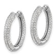 Sterling Silver Rhodium-plated Micro Pav‚ CZ 3mm Hinged Hoop Earrings