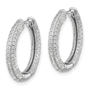 Sterling Silver Rhodium-plated Micro Pav‚ CZ 3mm Hinged Hoop Earrings - Birthstone Company