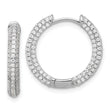 Sterling Silver Rhodium-plated Micro Pav‚ CZ 3mm Hinged Hoop Earrings