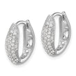 Sterling Silver Rhodium-plated Pav‚ CZ Hinged Huggie Hoop Earrings
