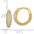 Sterling Silver Gold-tone Pav‚ CZ Hinged Huggie Hoop Earrings