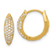 Sterling Silver Gold-tone Pav‚ CZ Hinged Huggie Hoop Earrings