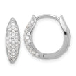 Sterling Silver Rhodium-plated Pav‚ CZ Hinged Huggie Hoop Earrings