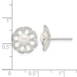 Sterling Silver Polished Flower Freshwater Cultured Pearl Post Earrings