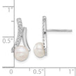Sterling Silver Rhodium-plated CZ/Button 6mm FWC Pearl Post Earrings