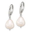 Sterling Silver Polished Teardrop FWC Pearl Leverback Dangle Earrings - Birthstone Company