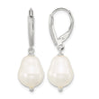 Sterling Silver Polished Teardrop FWC Pearl Leverback Dangle Earrings - Birthstone Company