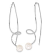 Sterling Silver RH-plated 6-7mm FWC Pearl Twisted Threader Earrings
