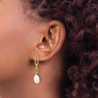 Sterling Silver Gold-tone Polished Synthetic Pearl Link Dangle Earrings