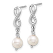Sterling Silver Rhodium-plated Glass Pearl Infinity Post Dangle Earrings