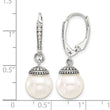 Sterling Silver Polished and Antiqued Syn. Pearl Leverback Dangle Earrings - Birthstone Company