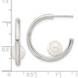 Sterling Silver Polished 8mm Synthetic Pearl Post C-Hoop Earrings
