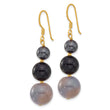 Sterling Silver Gold-plated Hematite and Black/Grey Agate Dangle Earrings