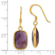 Sterling Silver Gold-plated Polished Rectangle Amethyst Dangle Earrings