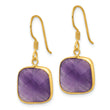 Sterling Silver Gold-plated Polished Cushion Amethyst Dangle Earrings - Birthstone Company