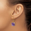 Sterling Silver Gold-plated Polished Cushion Amethyst Dangle Earrings - Birthstone Company