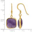 Sterling Silver Gold-plated Polished Cushion Amethyst Dangle Earrings - Birthstone Company