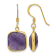 Sterling Silver Gold-plated Polished Cushion Amethyst Dangle Earrings - Birthstone Company