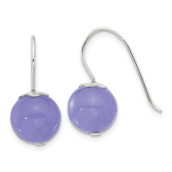 Sterling Silver Polished 10mm Periwinkle Jade Dangle Earrings