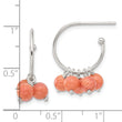 Sterling Silver Polished 5mm Coral Dangle Post C-Hoop Earrings