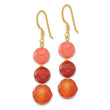 Sterling Silver Gold-plated Carnelian/Quartz/Recon. Coral Dangle Earrings