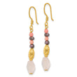Sterling Silver Gold-plated Black FWC Pearl/Coral/Quartz Dangle Earrings