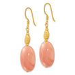 Sterling Silver Gold-plated Polished Oval Red Aventurine Dangle Earrings