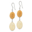 Sterling Silver Polished Oval Yellow Jade Dangle Earrings