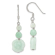 Sterling Silver Polished Amazonite Beads & Rose Dangle Earrings