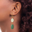 Sterling Silver Gold-plated Polished Green Agate & Prehnite Dangle Earrings