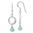 Sterling Silver Polished & Textured Circle Amazonite Dangle Earrings